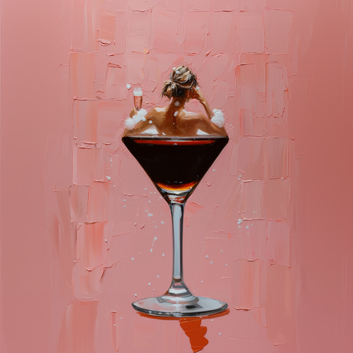 Espresso Martini Bath printable wall art - whimsical oil painting