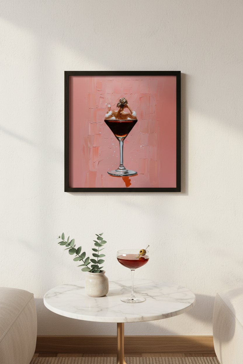 Espresso Martini Bath wall art framed mockup